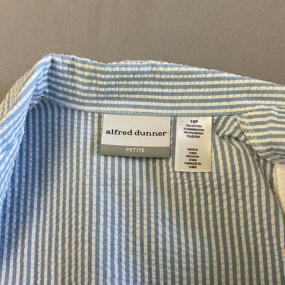 Vtg Alfred Dunner Capri Set Blue/White Stripe Seersucker Grandmacore Size 10P - Picture 7 of 16